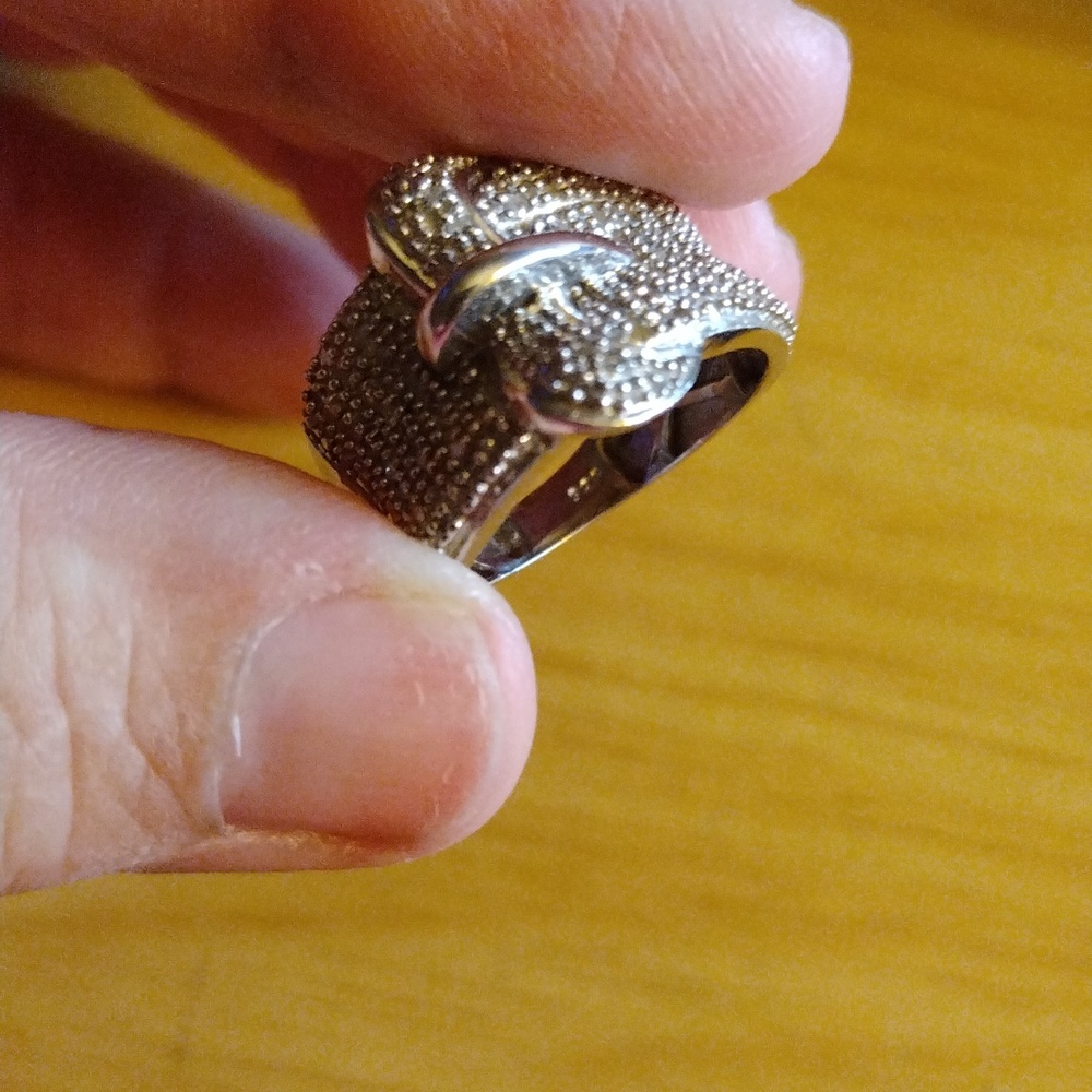 Diamond Buckle Ring in Silver - Picture 6 of 9
